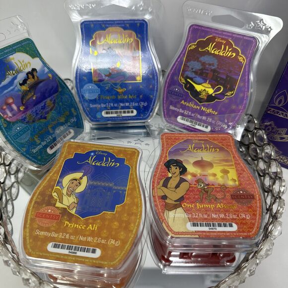 Scentsy Disney Aladdin Wax Collection Limited Edition Set of 5 Bars NEW IN BOX! - Picture 3 of 16